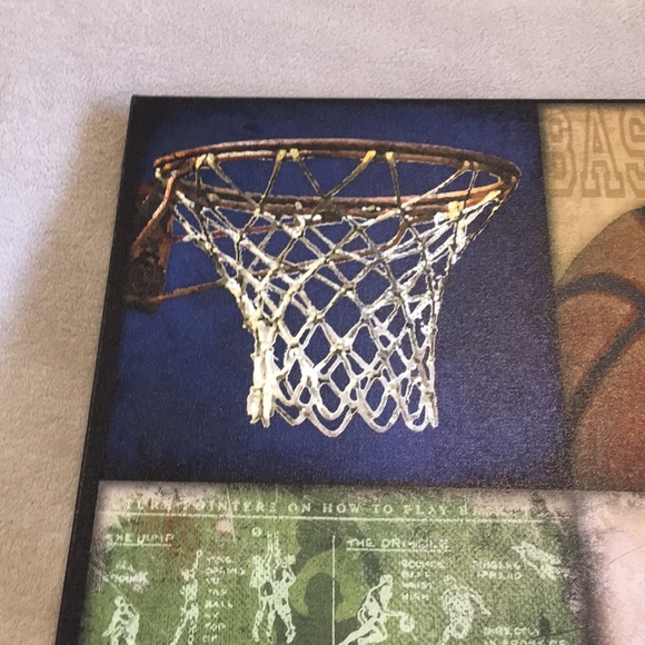 Basketball Canvas Wall Print in wooden frame, NWOT - Picture 3 of 7